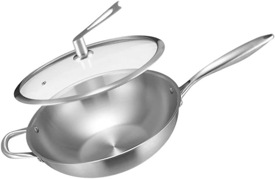 Stainless Steel Wok Non-stick Pan Household Uncoated Induction Cooker Gas