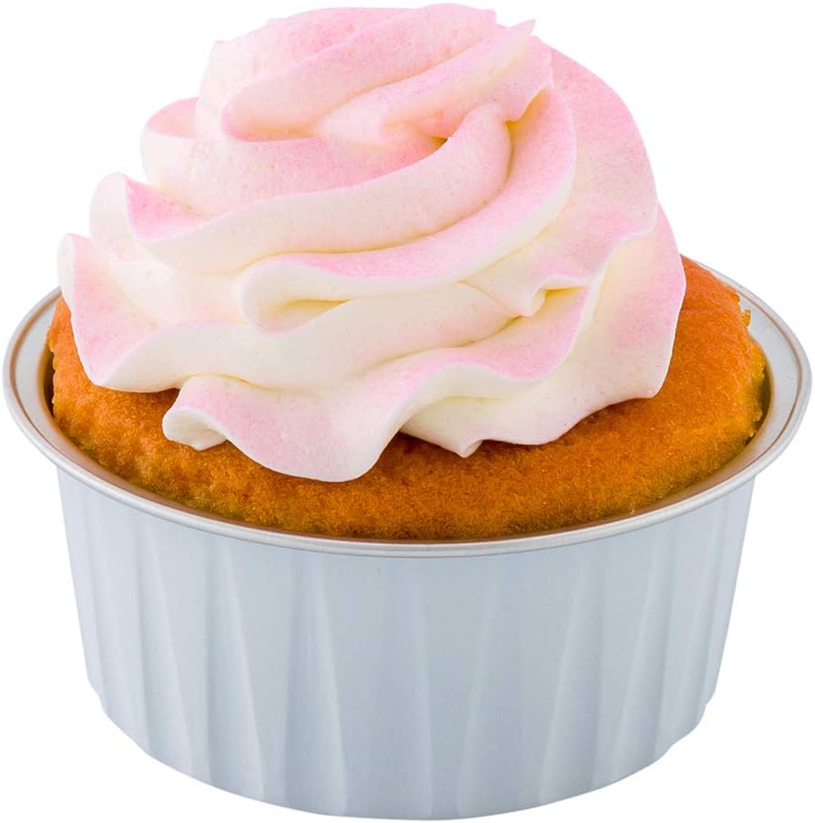 Restaurantware 4 Ounce Disposable Ramekins 100 Round Creme Brulee Disposable Cups - Oven-Safe For Cupcakes And Muffins White Aluminum Disposable Baking Cups Freezer-Safe Lids Sold Separately