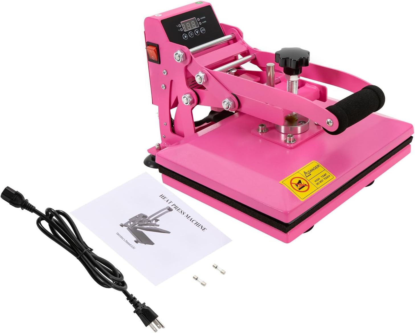 Heat Press Machine for T Shirts, 11.8 * 9 inches Modern Portable Heat Press Machine with Adjustable Time (0-999s) & Temperature (0-752 ° F), 700W Commercial Electric Heat Press Machine (Pink)