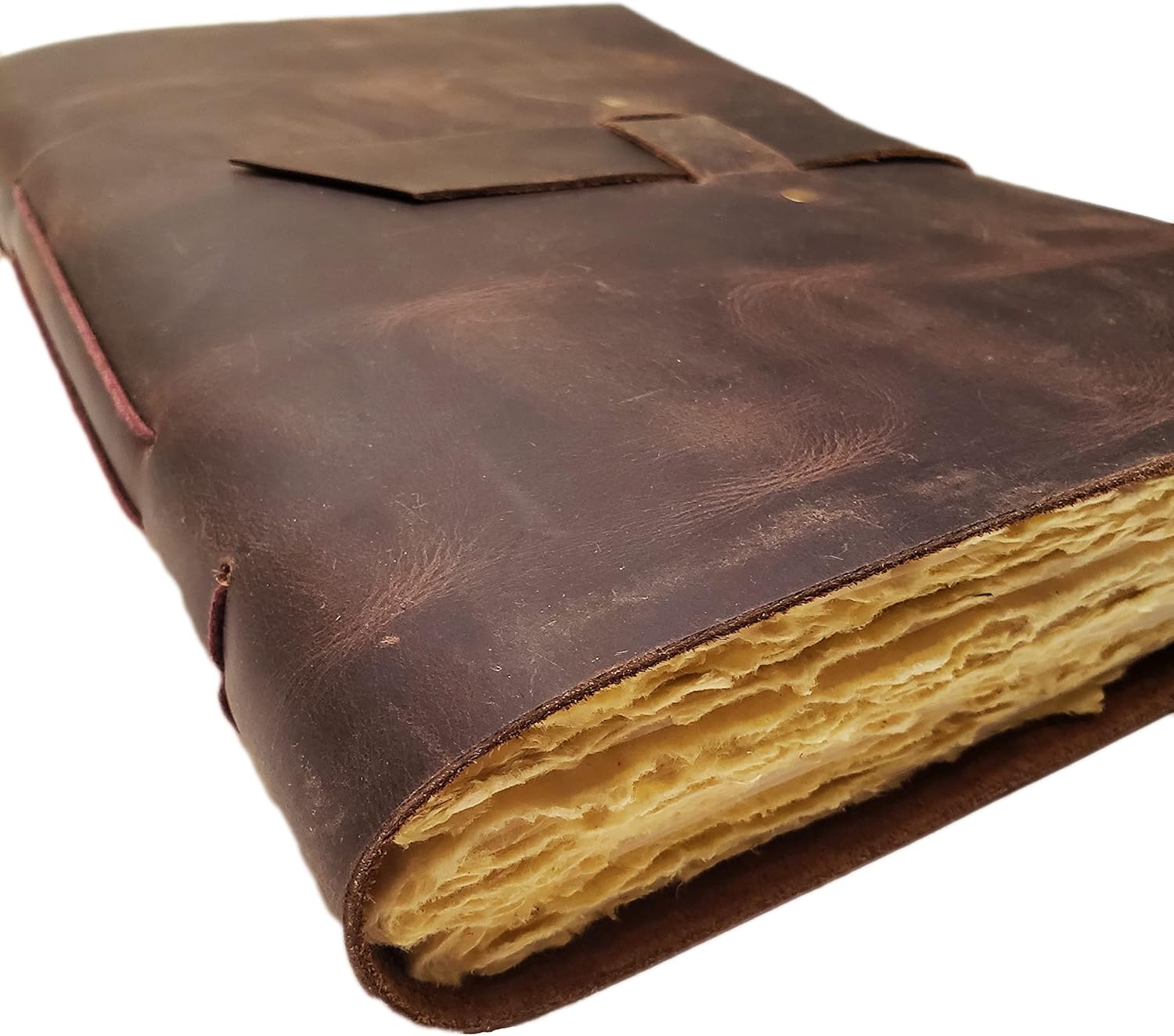 Large Vintage Leather Photo Album with Buckle Closure - Scrapbook Style Pages, Gift Box Included - Holds 200 4x6 or 5x7 Photos