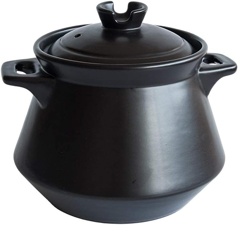 Household Pot Gas Soup Pot Ceramic Pot with Handle and Lid High Temperature Cooker Casserole Stew.5L (Color: Black, Size: 5L) Pot (Color: 5L) (5l) (6.5l)