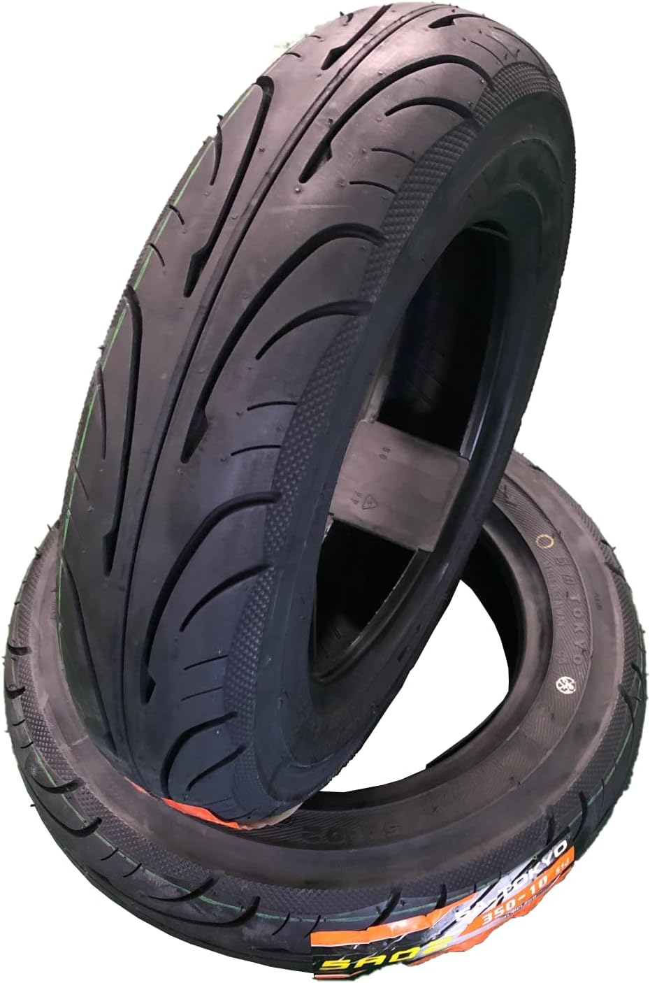 5A02 Set of 2 Scooter Tubeless Tires 3.50-10 (Metric 100/90-10), 51J, Front/Rear Motorcycle/Moped 10