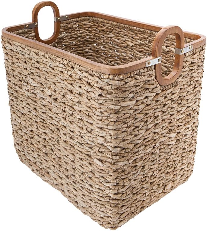 KOUBOO Sea Grass Anson Storage Basket, Versatile Basket, Laundry Room Organizer, Cube Storage, Bathroom Shelves, Dog Toy Basket, Hamper Basket, Brown
