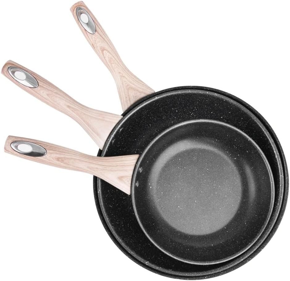 8/10.2/12 Inch Frying Pan Set Nonstick Skillet Thick Stainless Steel Pot with Induction Heat Resistant Cooker Kitchen Utensils