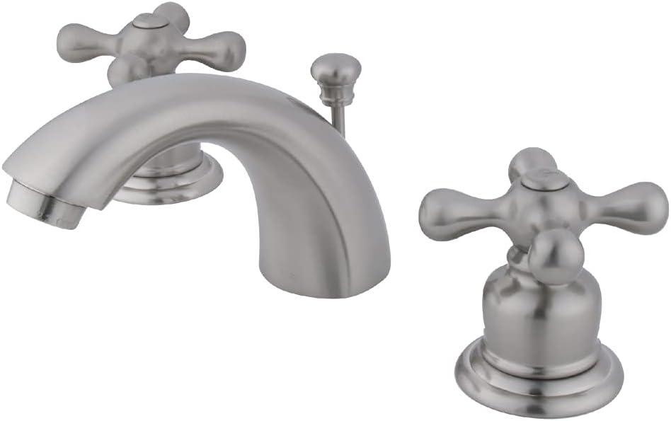 Kingston Brass KB942AX Victorian Mini Widespread Lavatory Faucet with Metal Cross Handle, Polished Brass