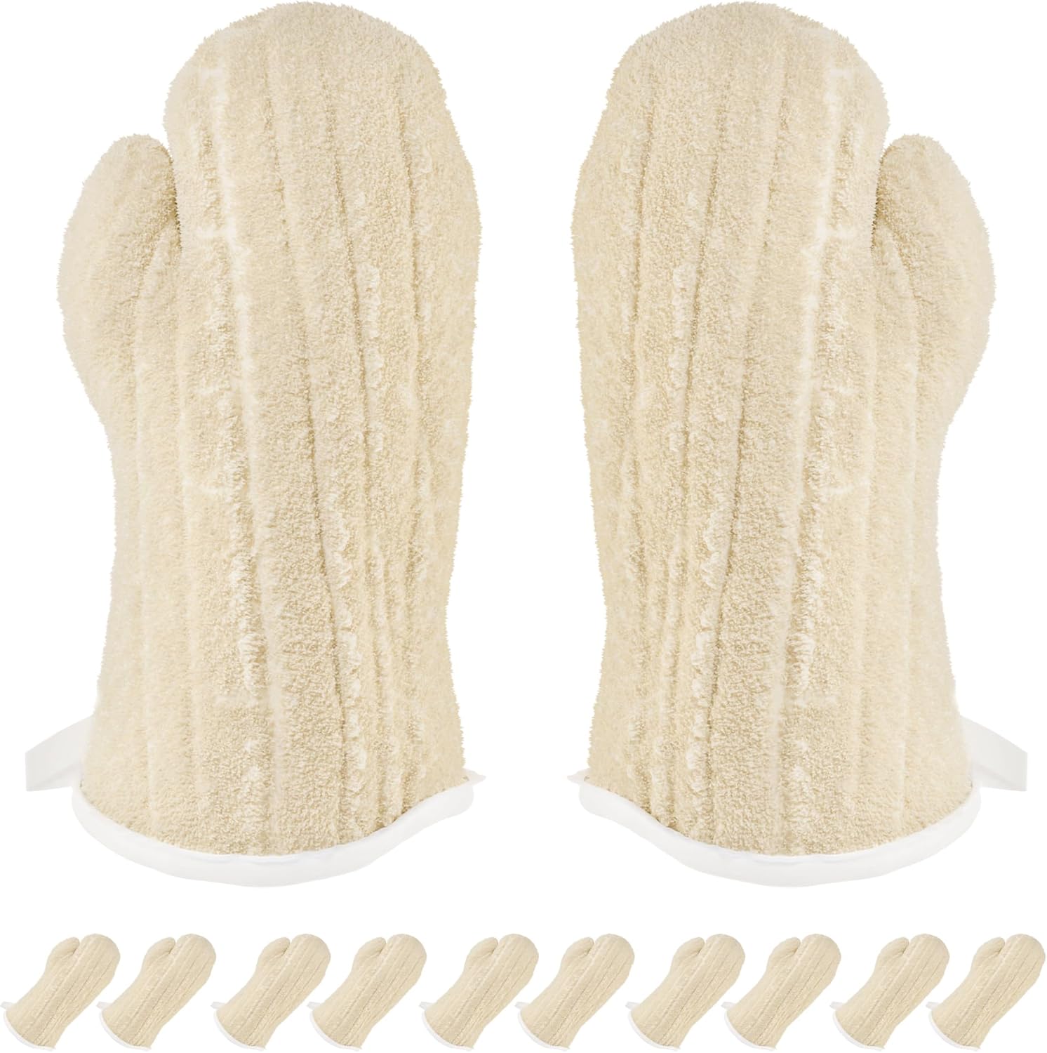 ABC PACK & SUPPLY Terry Cloth Oven Mitt 13 Inch. 12 Pack of Beige Kitchen Oven Mitts Heat Resistant. Durable Cotton Oven Gloves up to 500ºF. Machine Washable Mitts with Loops