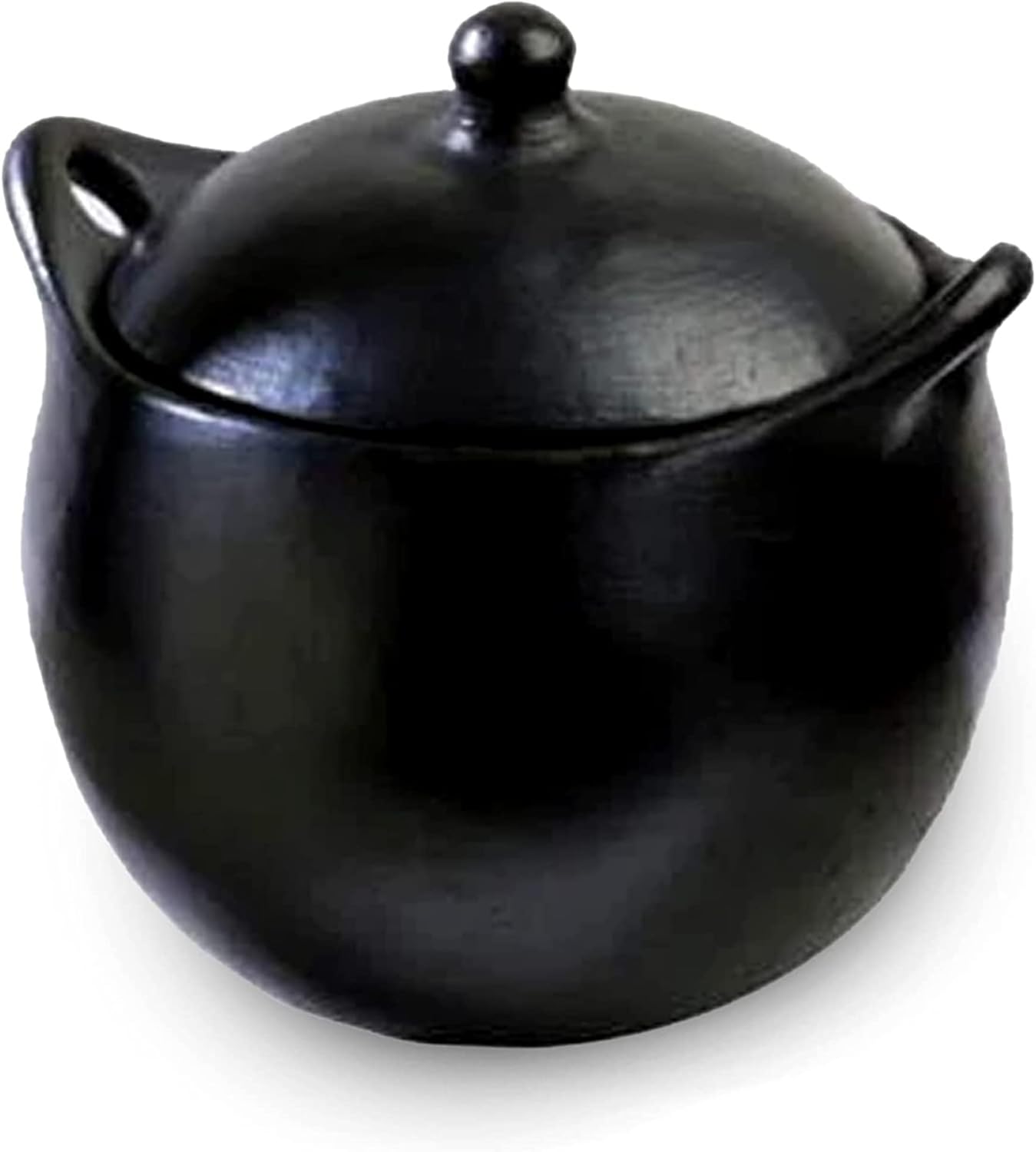 Authentic Chamba Soup & Bean Pot w/Cover - Elegant, All-Natural Black Clay Dutch Oven for Slow, Even Cooking - Stovetop & Oven Safe – Earthenware, Handmade in Colombia - Small, 2.5 Qt.