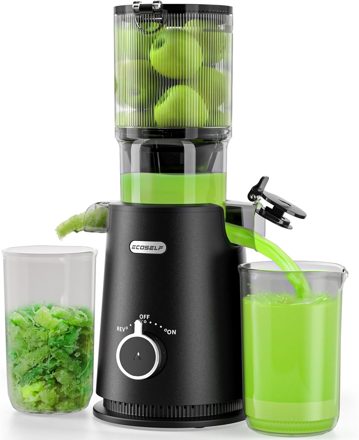 Cold Press Juicer Easy to Clean, with Wide Mouth & Large Feed Chute, Juicer Machines For Whole Fruits & Vegetables, Self Feeding for Juice Extractor Machine, High Juice Yield