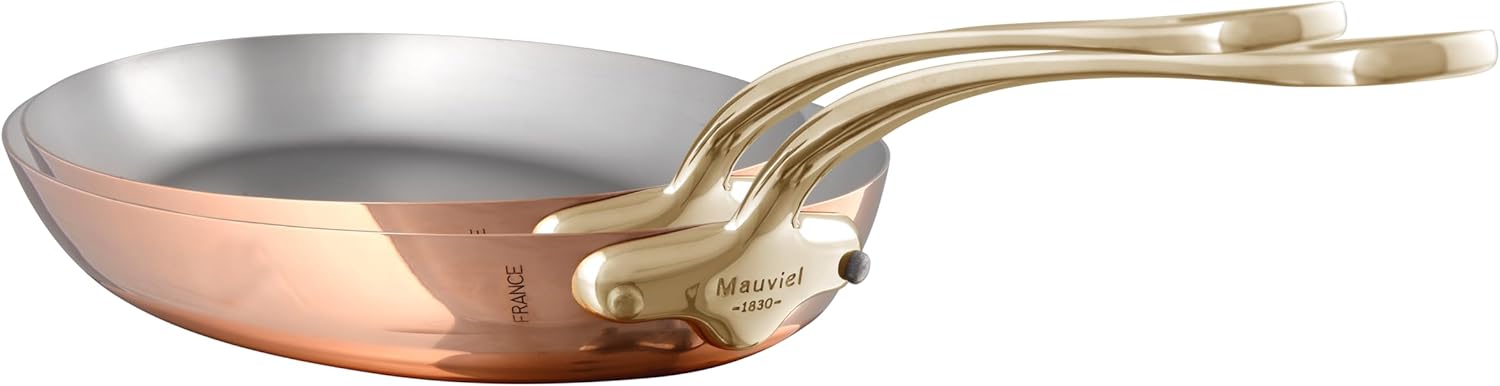 Mauviel M'Heritage 150 B 1.5mm Polished Copper & Stainless Steel 2-Piece Oval Pan Set With Brass Handles, Made in France