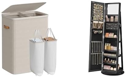 SONGMICS Laundry Basket, 360° Swivel Jewelry Cabinet, ULCB813L01 and UJJC006B01