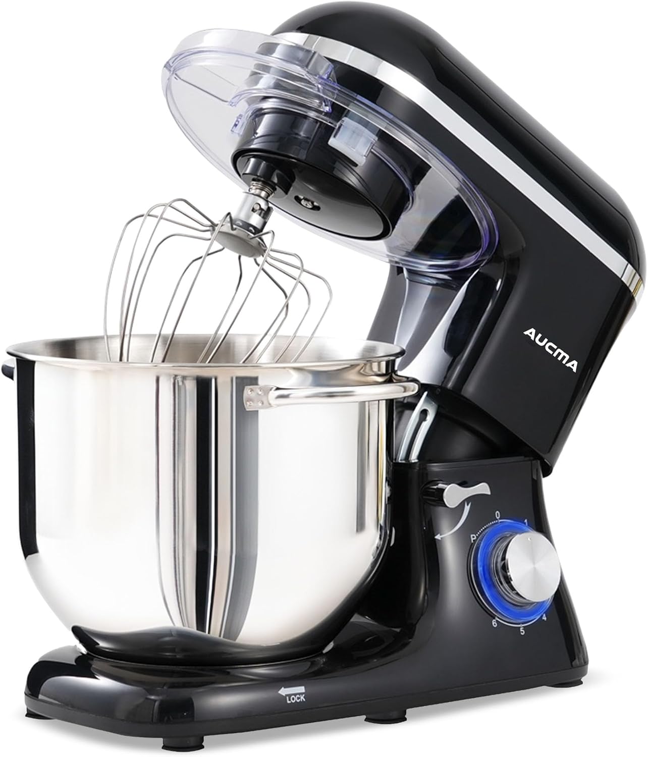 Aucma Stand Mixer,6.5-QT 660W 6-Speed Tilt-Head Food Mixer, Kitchen Electric Mixer with Dough Hook, Wire Whip & Beater (6.5QT, Champagne)