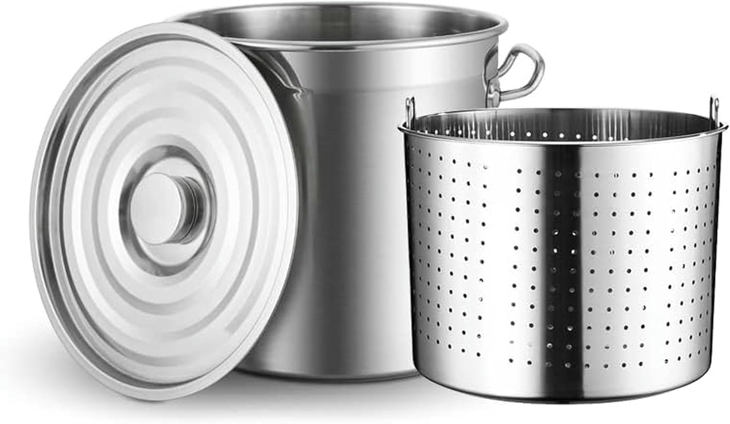 Large Stainless Steel Stockpot for Seafood Crab Boil, Stainless Steel Boil Kit with Perforated Basket Turkey Fryer Pasta Pot Deep Crawfish Clam Steamer,35x35cm(40x40cm)
