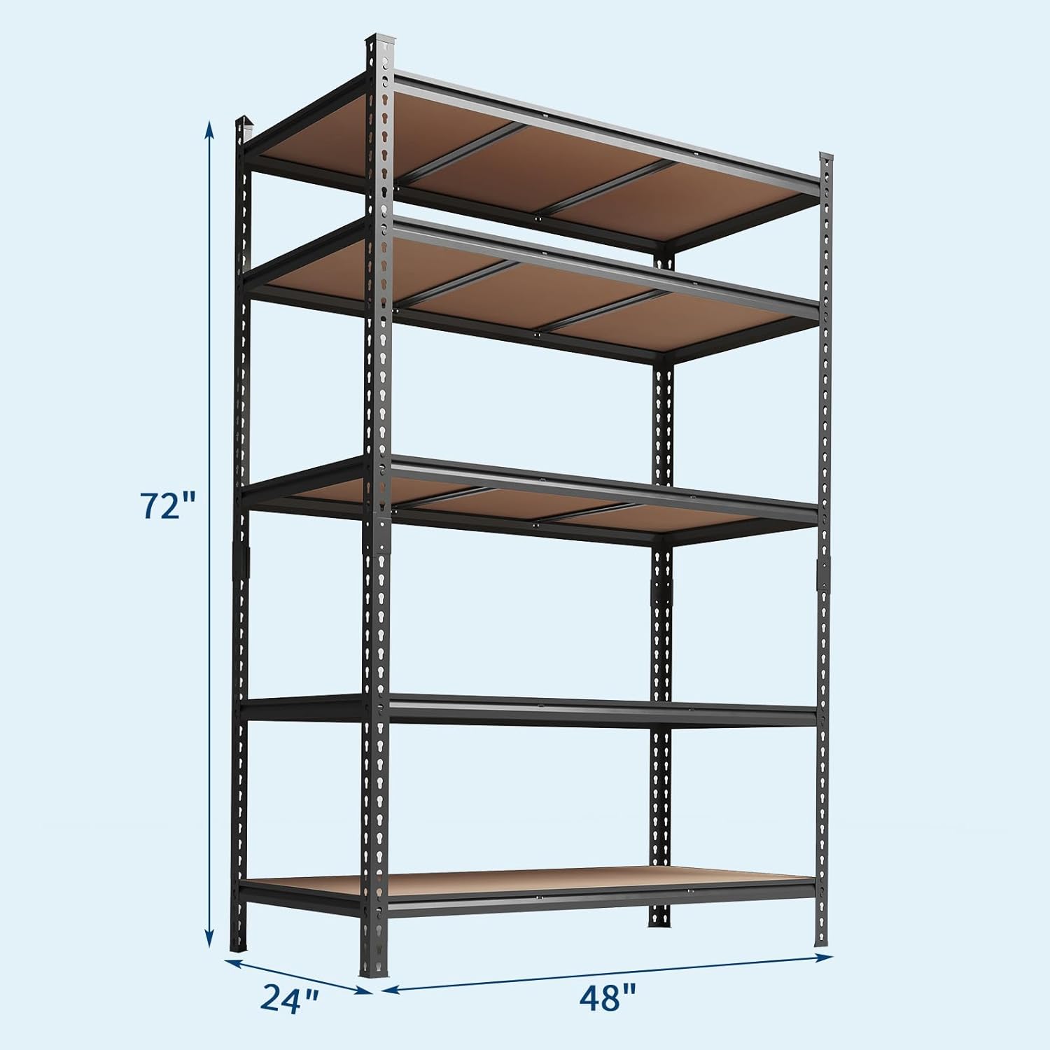 Storage Shelves 5 Tier Adjustable Garage Storage Shelving, Heavy Duty Metal Utility Rack Shelving Unit for Warehouse Pantry Closet Kitchen, 48