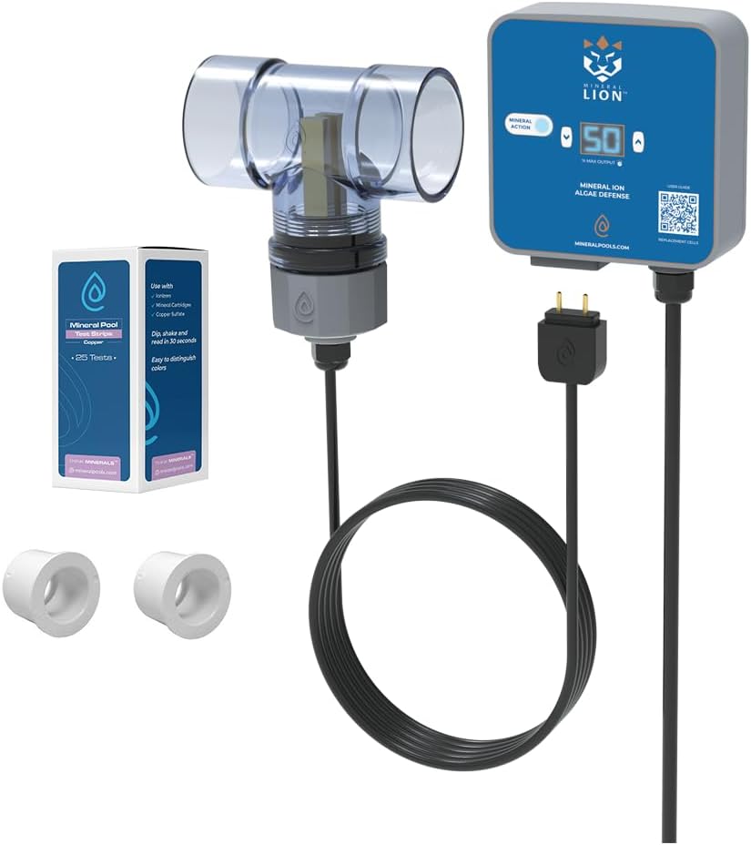 Pool Ionizer by ClearBlue Ionizer - Self-Cleaning, Inline Copper Ionizer for Above Ground Pools - Works in All Sun Conditions - Nothing Floating - Installs in 20 Minutes with No Gluing