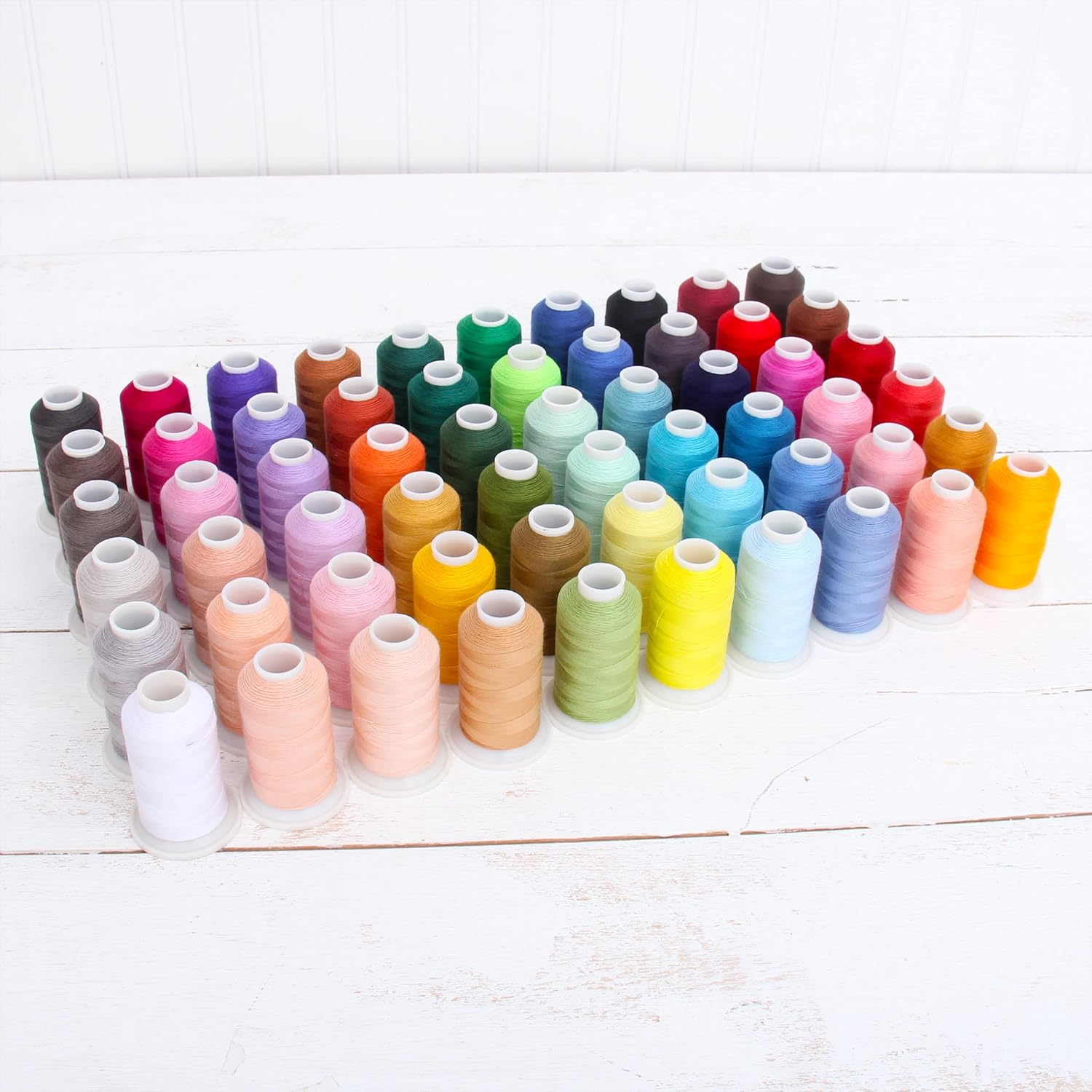 Threadart Polyester All-Purpose Sewing Thread 60 Cone Set - 600m Cones - Strong Lint Free Spun Polyester - 50S/3 Weight - A Rainbow of Colors