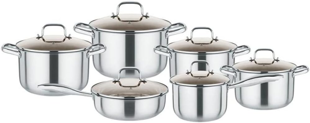304 Stainless Steel Cookware Set 12 Piece Cookware Set Pots And Pans With Glass Lid Kitchen Cookware