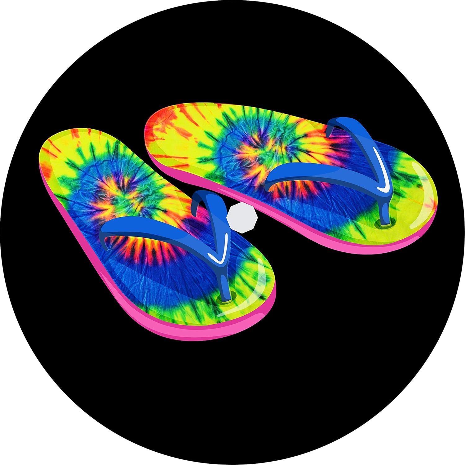 TIRE COVER CENTRAL Flip Flop Multi Color Tie Dye Spare tire Cover (Select tire Size/Back up Camera in MENU) Custom Sized to Any Make/Model (245/75r17 Centered Mounted Back up Camera Openings)