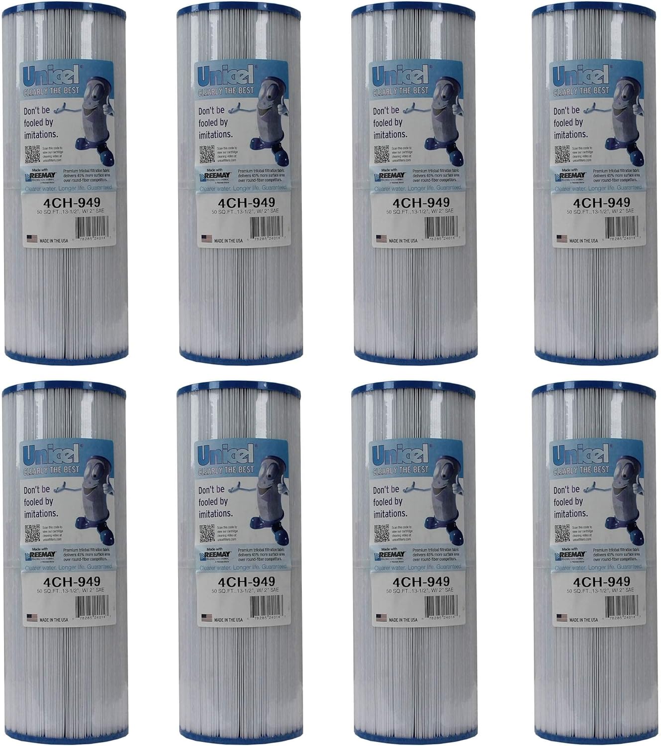 Unicel 4CH-949 Swimming Pool Spa Replacement Filter Cartridge 50 Sq Ft (8 Pack)