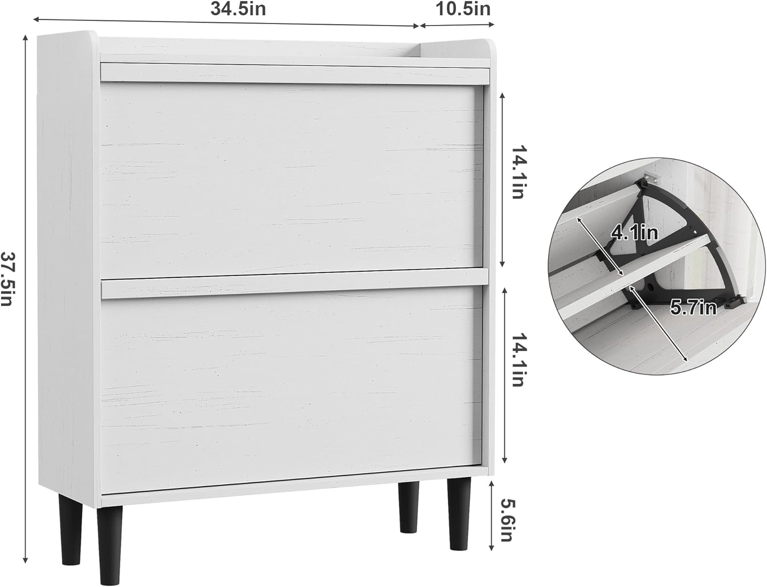 GAOMON Shoe Cabinet with 2 Flip Drawers, Wooden Hidden Shoe Cabinet with Adjustable Shelf, Freestanding Shoe Organizer Storage for Entryway Hallway, Living Room, White