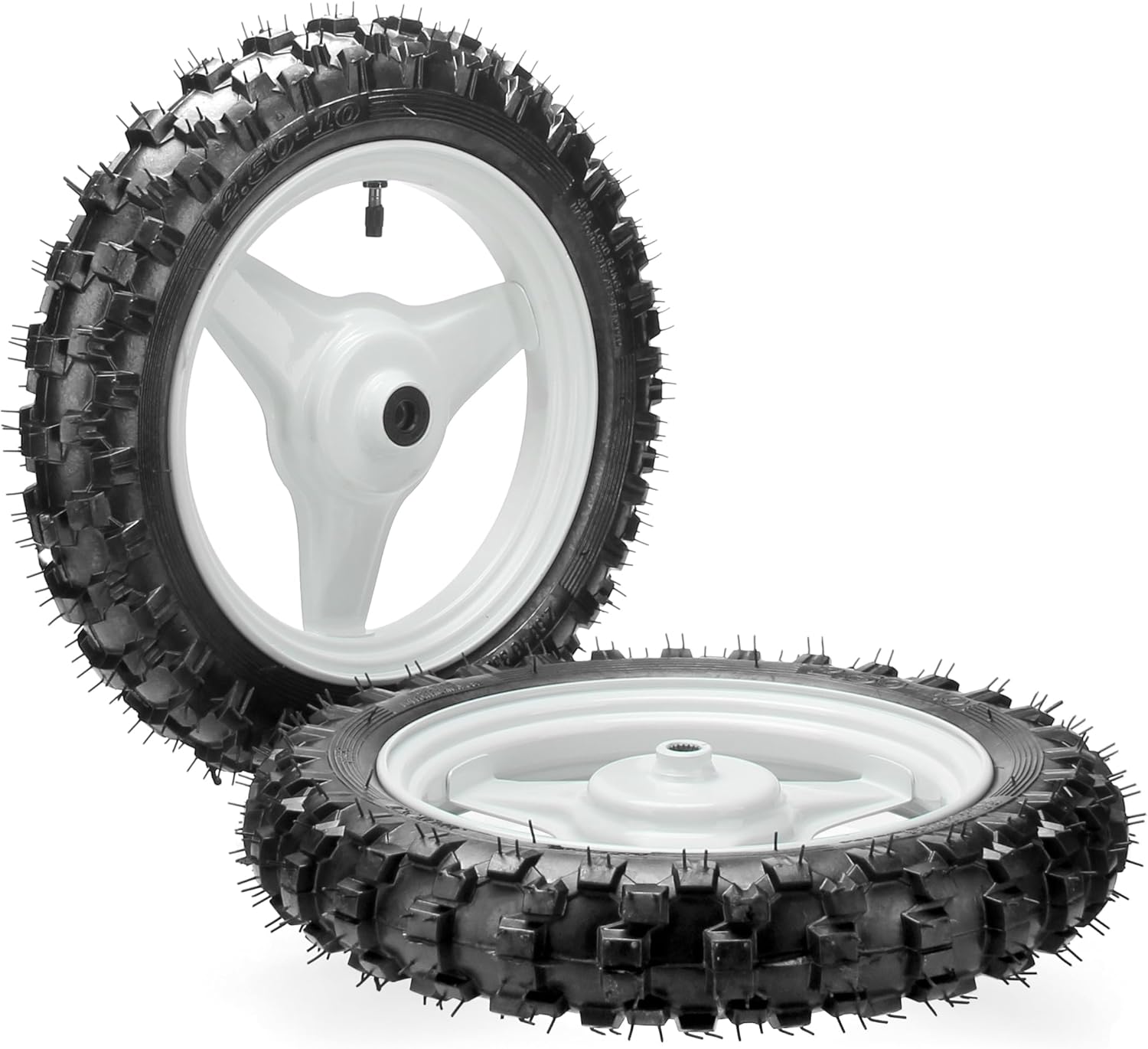 Front and Rear Rim Wheel PW50 Pair of Rim Tire Dirt Bikes ATV Motocross Brake Wheel Assembly Replacement for Yamaha (White)