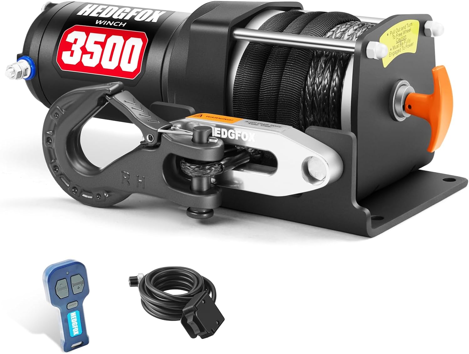 3500lb Electric Power Winch Kit Synthetic Rope Waterproof IP65 with Wireless Remote Control and Mini Rocker Switch for ATV UTV Towing, Off-Road Recovery Applications