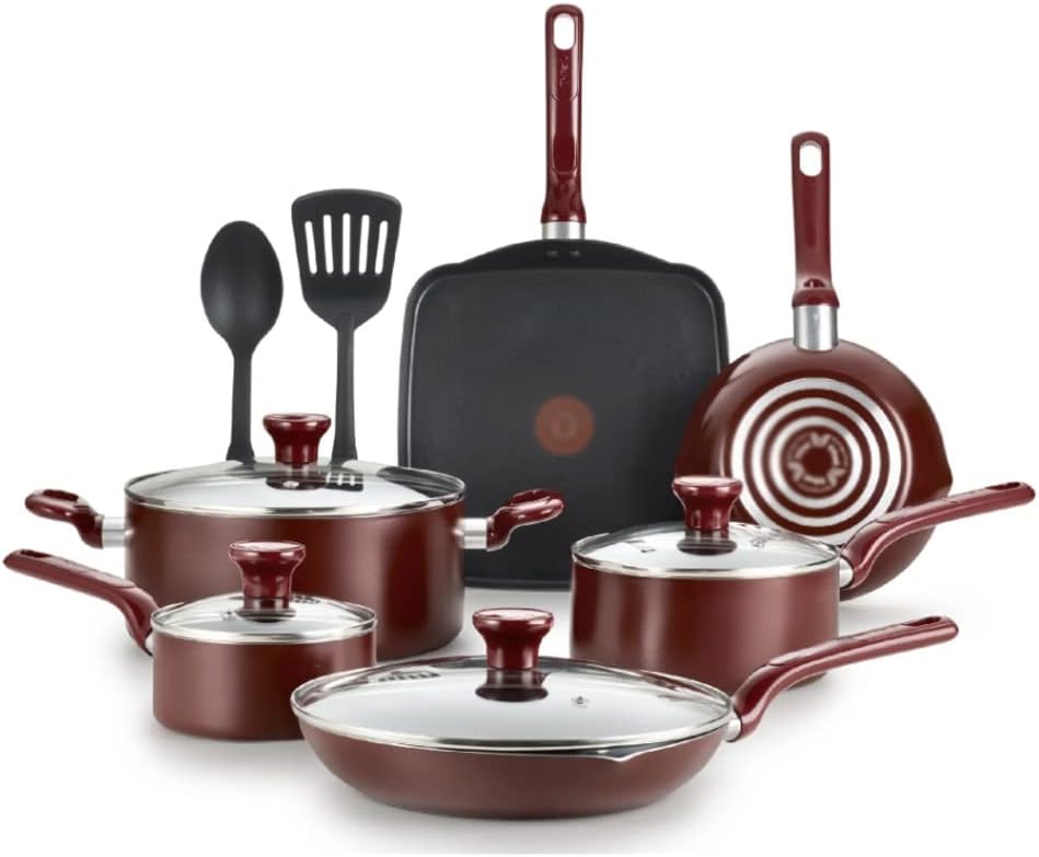 12PC set RED kitchen cookware non stick cooking pot sets pots and pans nonstick cookwear