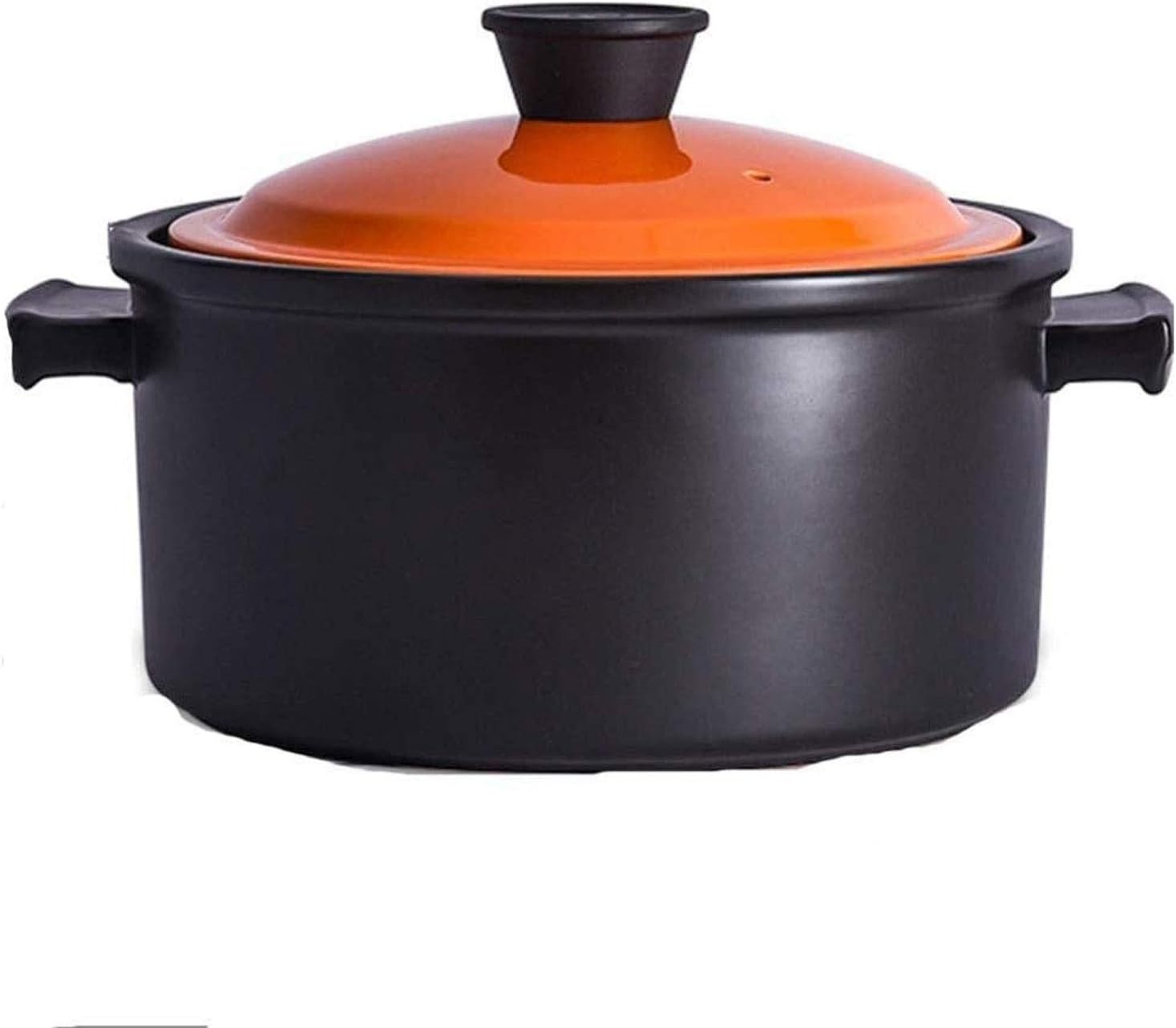 Casserole Cookware Ceramic Soup Pot Stove Ceramic Cookware Soup Pot Stew Pot Casserole Earthen Pot Healthy Stew Pot Ceramic Round Black Bowl Orange Lid Heat-Resistant (Size : B)