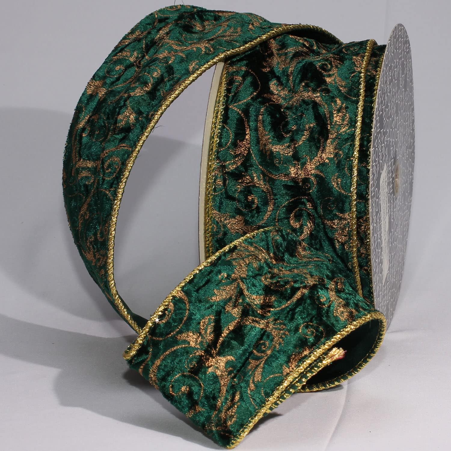 The Ribbon People Hunter Green with Gold Cord Edge Wired Fabric Craft Ribbon 4