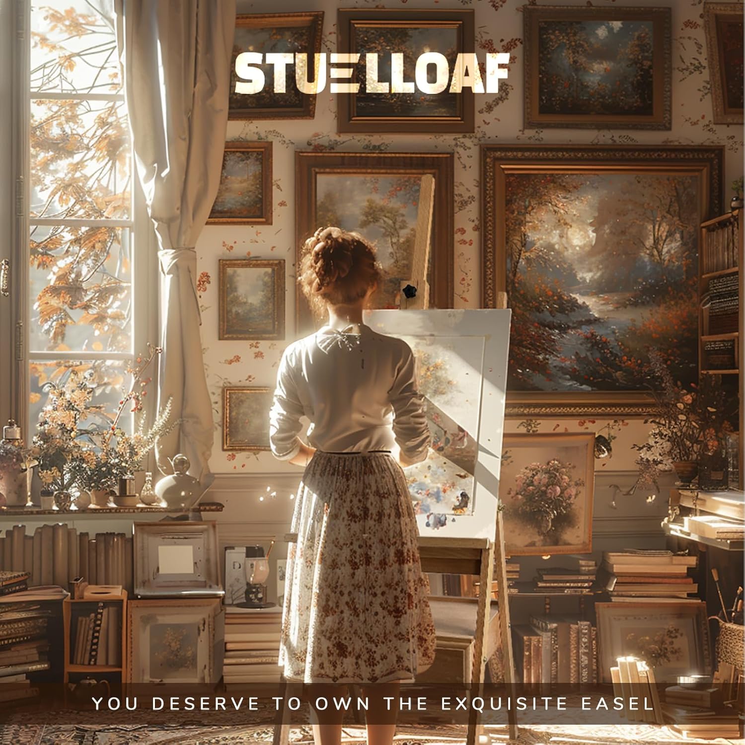 Large Solid Beech Wood Painting Easel with Storage Drawer(60