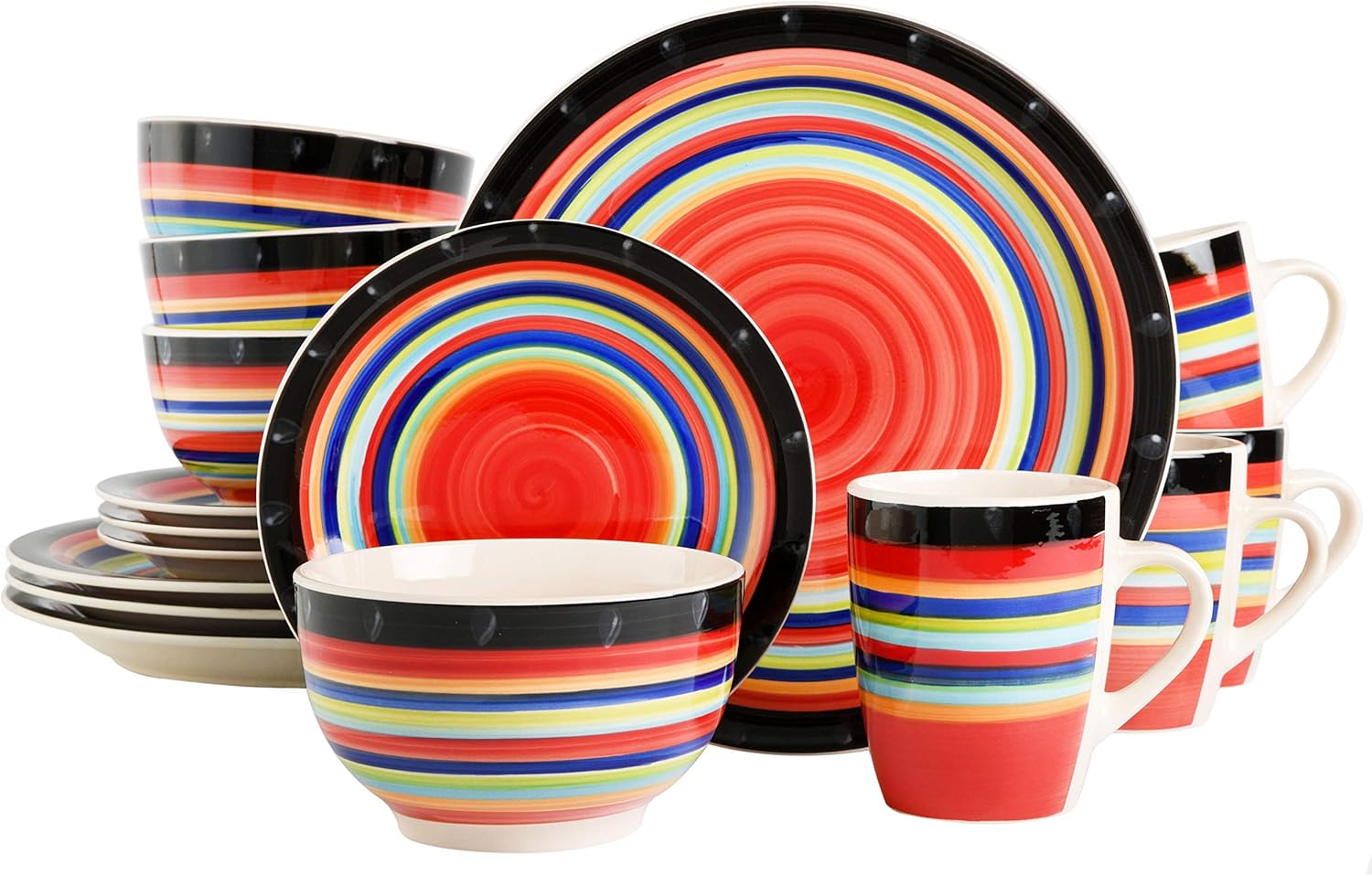 Gibson Home Casa Bella 16-Piece Hand Painted Dinnerware Set Multicolor