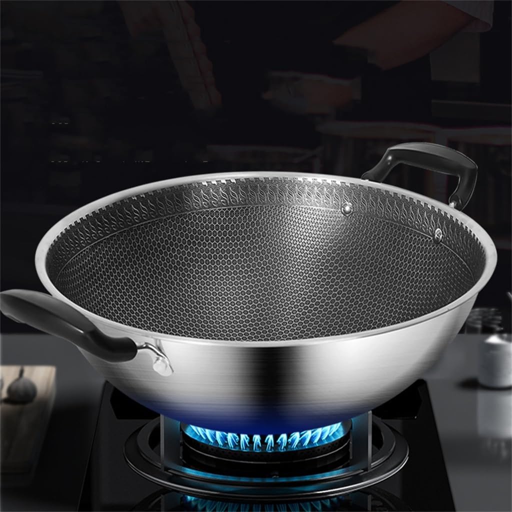 Stainless Steel Frying Pan Household Round Bottom Gas Concave Induction Cooker Non-stick