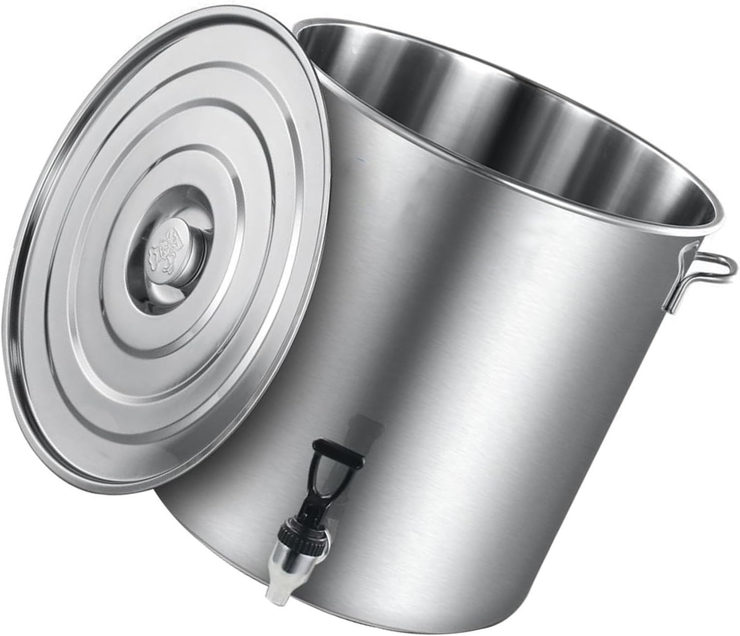 Stock Pot with Spigot, Commercial Round Soup Pot with Lid, Food Grade Stainless Steel Soup Bucket with Soup Pot with Handle, Perfect for St Water and Rice