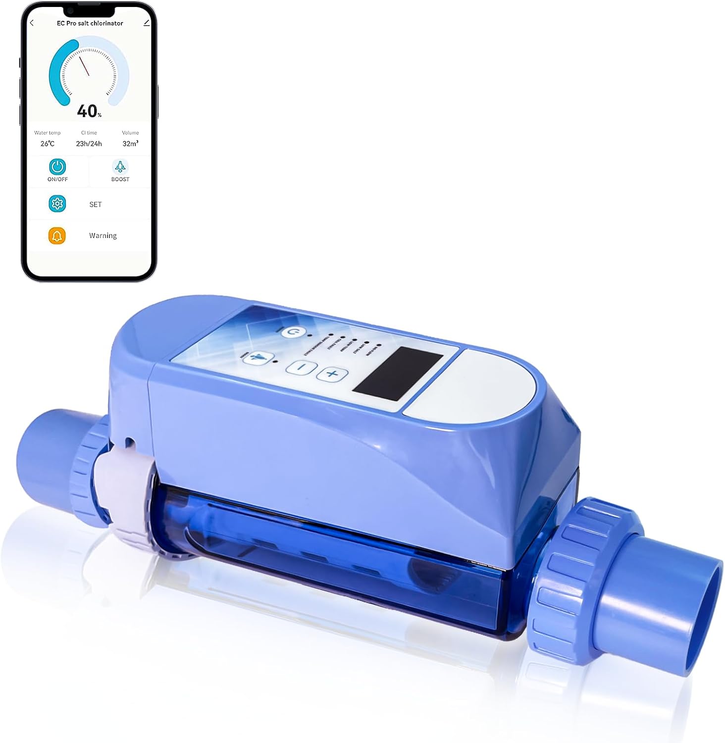 Smart Salt Chlorine Generator for Saltwater Pool Chlorinator System, Up to 30,000 Gallons Pool, Compatible with Hayward Salt Cell Model