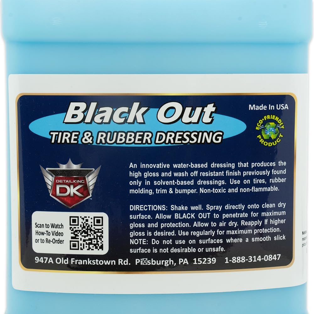 Detail King Black Out Tire Dressing & Wheel Well Dressing - Gallon - Cleans & Shines