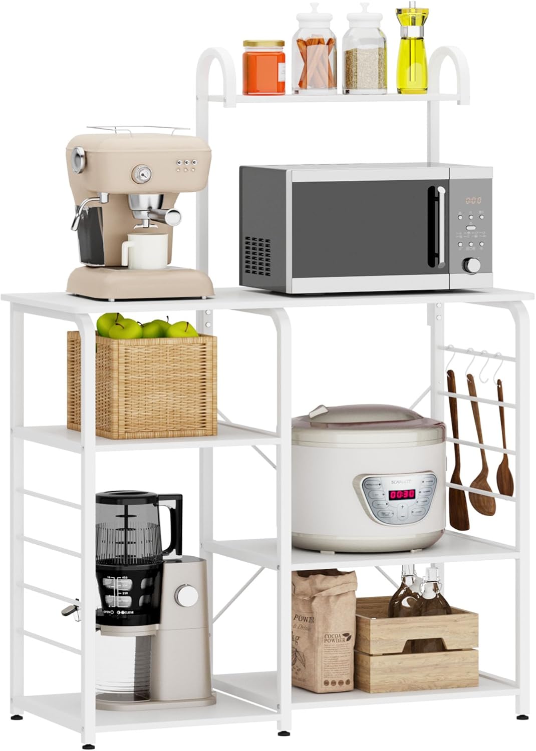 SogesHome 4-Tier Kitchen Baker's Rack Utility Microwave Oven Stand Storage Cart Workstation Shelf, Vintage Brown