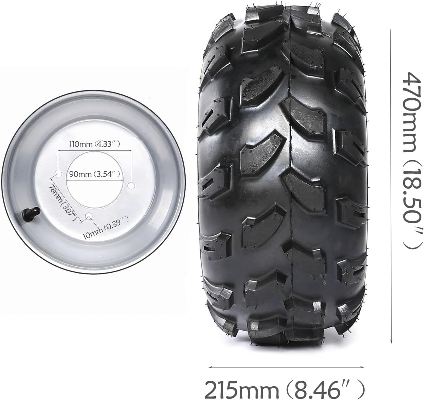 ATV Go Kart Tire and Rim 18x9.50-8 Inch Tubeless Golf Cart Tire 4x 110mm Go Kart Buggy ATV Mini-bikes Quad Bike Lawn Mower Tire and Wheel 4 Wheelers (1)