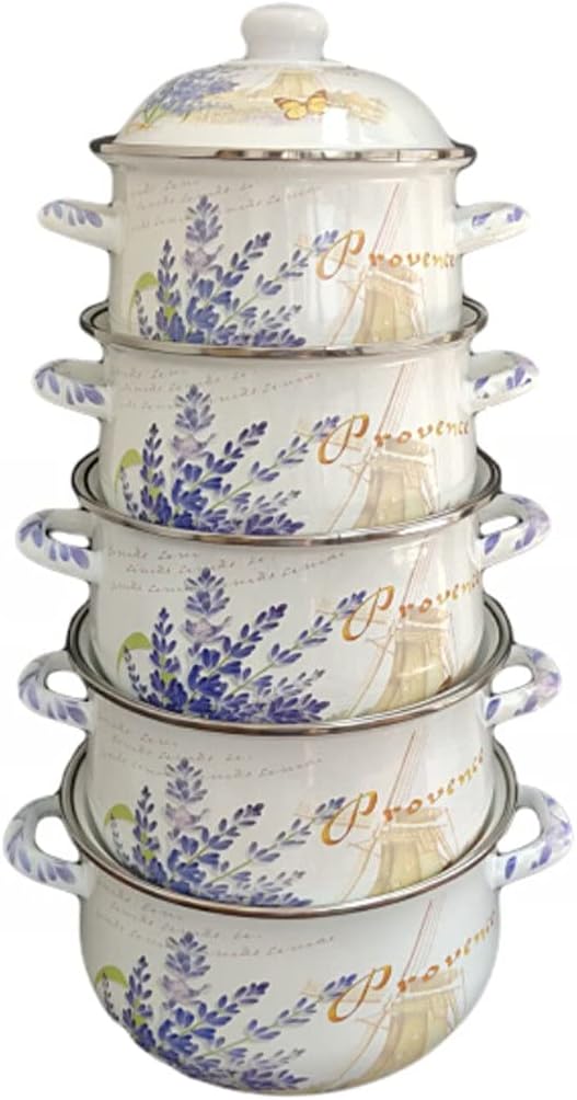 Household Five-piece Enamel Pot Stew Cooking Soup Noodle Seasoning Universal Pots and Pans