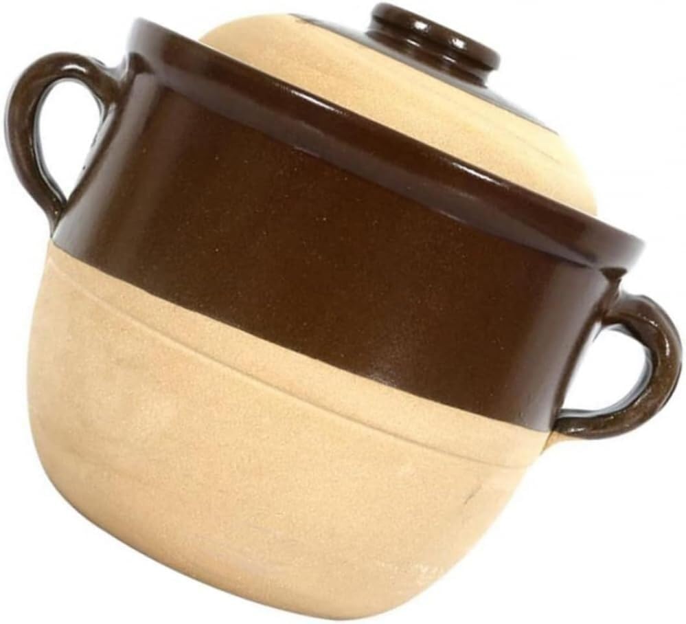 1 Set Clay Pot Casserole, Enamel Ceramic Soup Stock Pot with Lid, Earthenware Stew and Boil Pot, High-Temperature Cooking, Non-Stick Handle