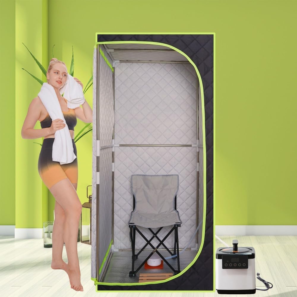 Portable Full Body Steam Sauna Tent for Home Use with Large Interior Space, Stainless Steel Frame, Easy Setup No Tools Required, FCC Certified - Black
