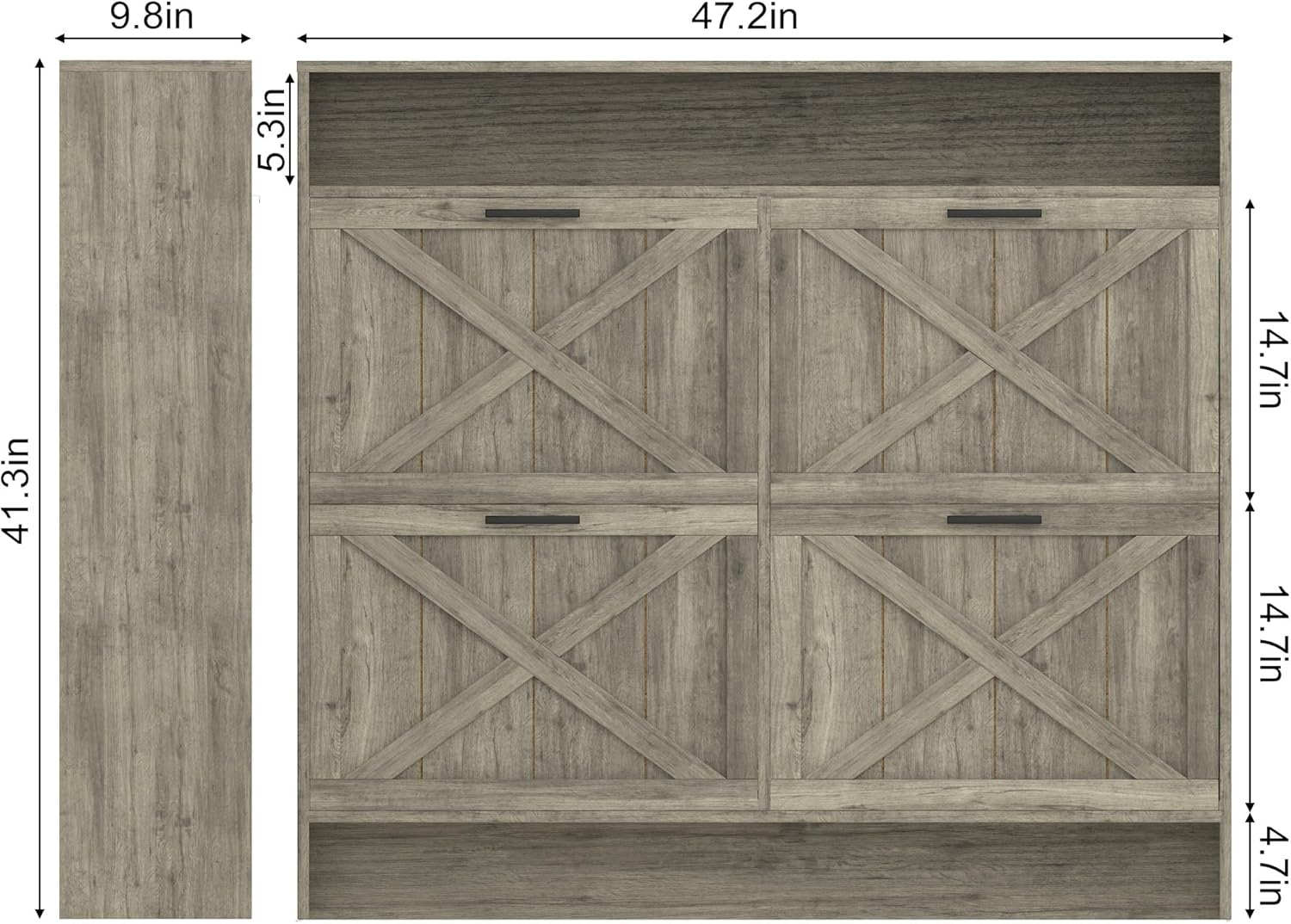 Shoe Storage Cabinet with 4 Flip Drawers, Sturdy Anti-Tip Design Shoe Rack Cabinet for Entryway, Hallway, Apartment (Rustic Grey)