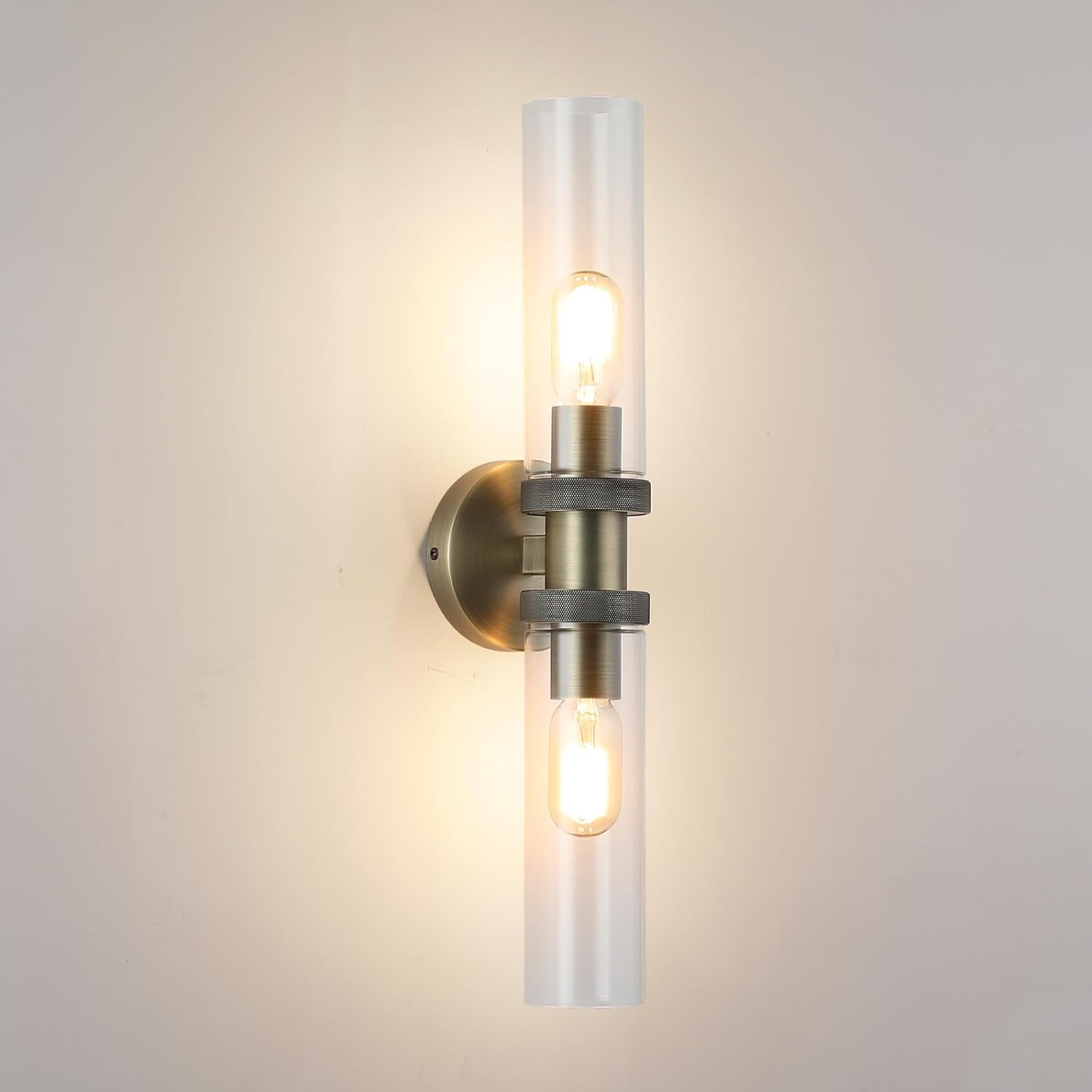 Bathroom Light Fixtures 2-Light Matte Black Bathroom Vanity Light Modern Wall Lights for Bedroom Bath Mirror Lights with Glass Rods Shades for Mirror Bedroom Hallway