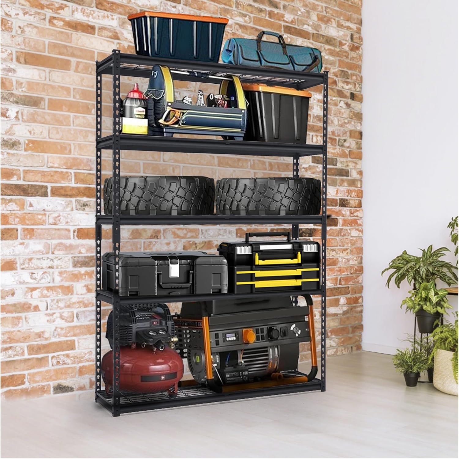 Heavy Duty Storage Shelves 48x24x72 in, 2500Lbs Adjustable Metal Shelving for Garage Organization, Durable Garage Shelving Easy Assemble