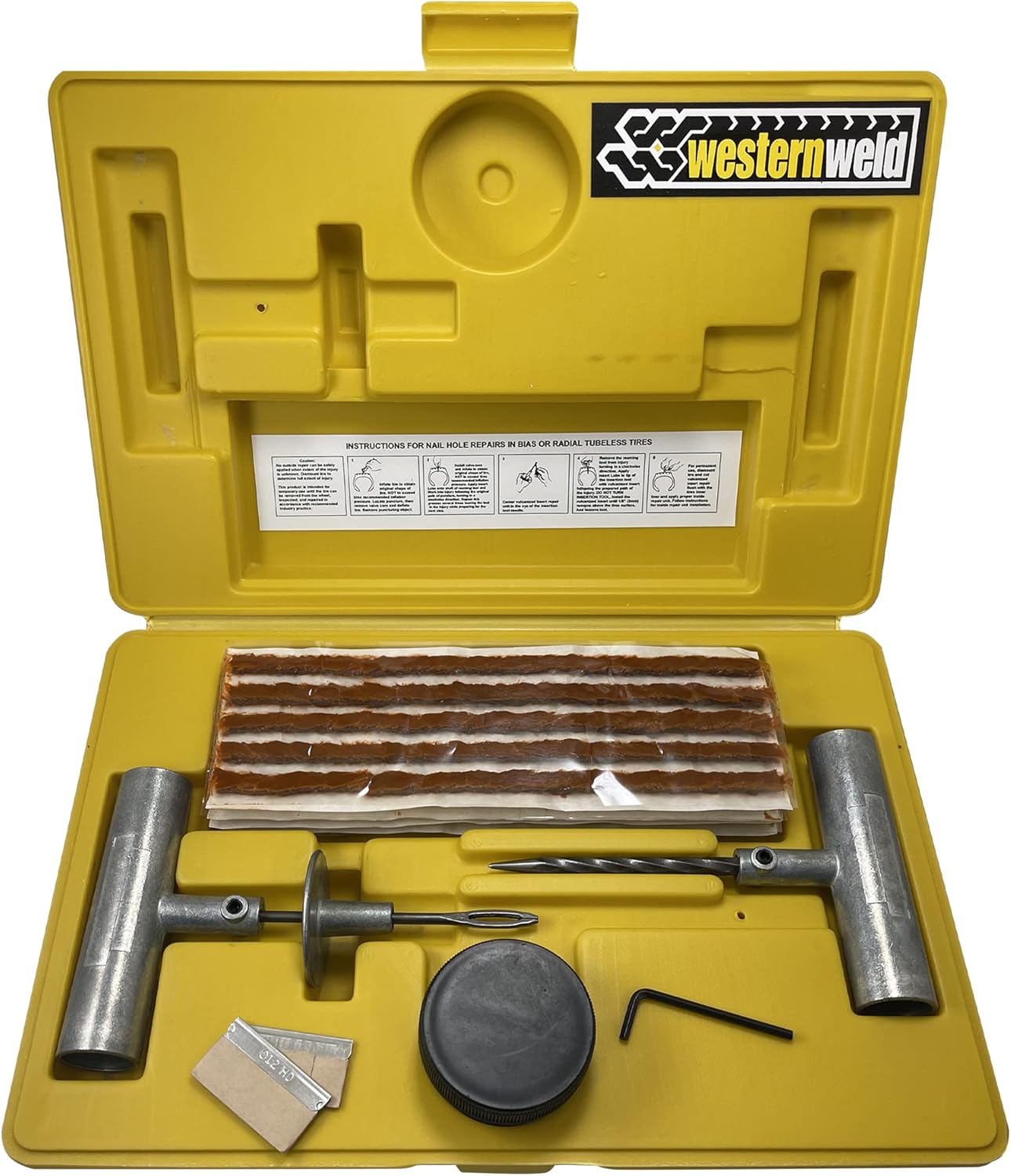 Sherco-Auto 36 Piece Professional Heavy Duty Flat Tire Repair Kit 8inch Plug Probe & Needle Tool for Car Truck Motorcycle ATV, Yellow