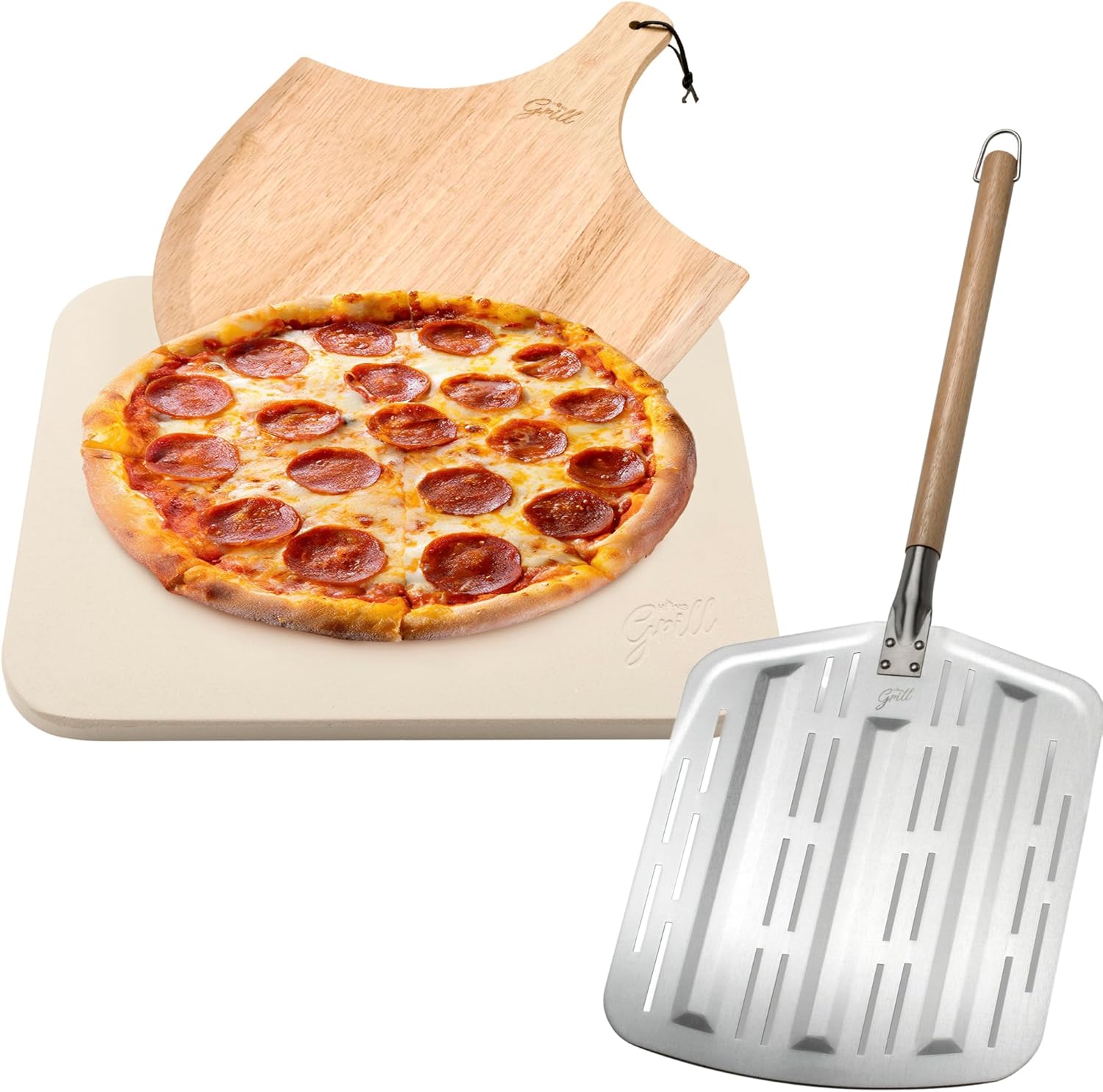 HANS GRILL Rectangular Pizza Stone For Oven Baking & BBQ Grilling Extra Large 15 x 12