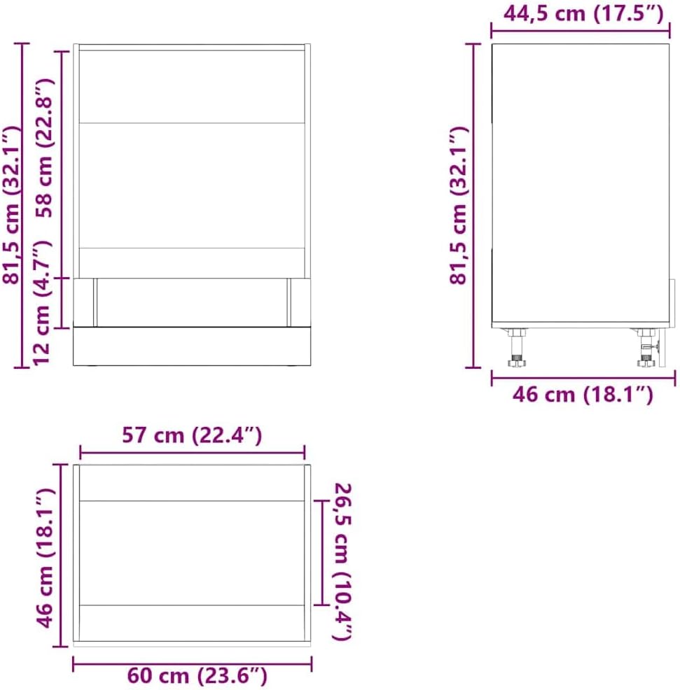 vidaXL Oven Cabinet Artisan Oak Engineered Wood Compact Adjustable Feet