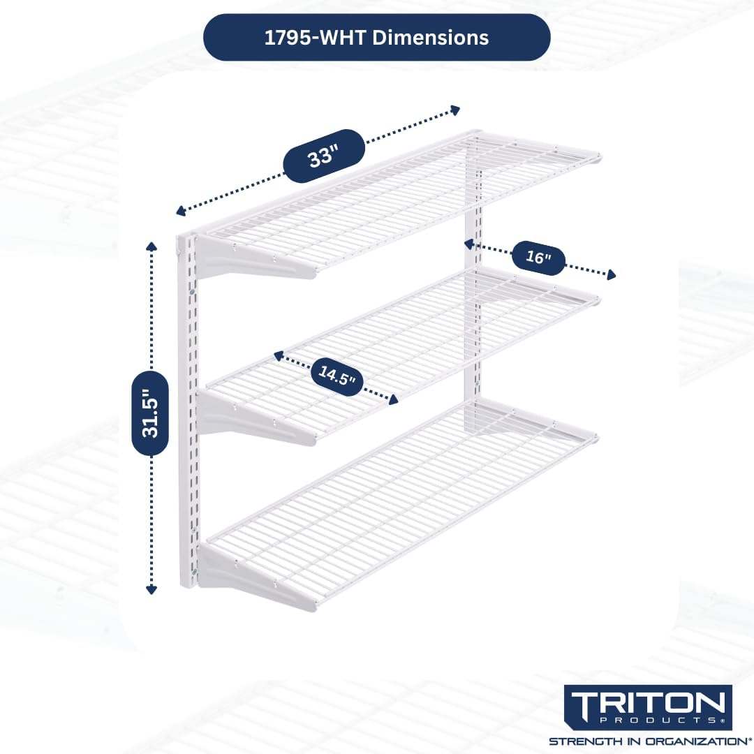 Triton Products 3 Tier Wire Shelving Unit for Home and Garage with 375 Lb Load Capacity 33