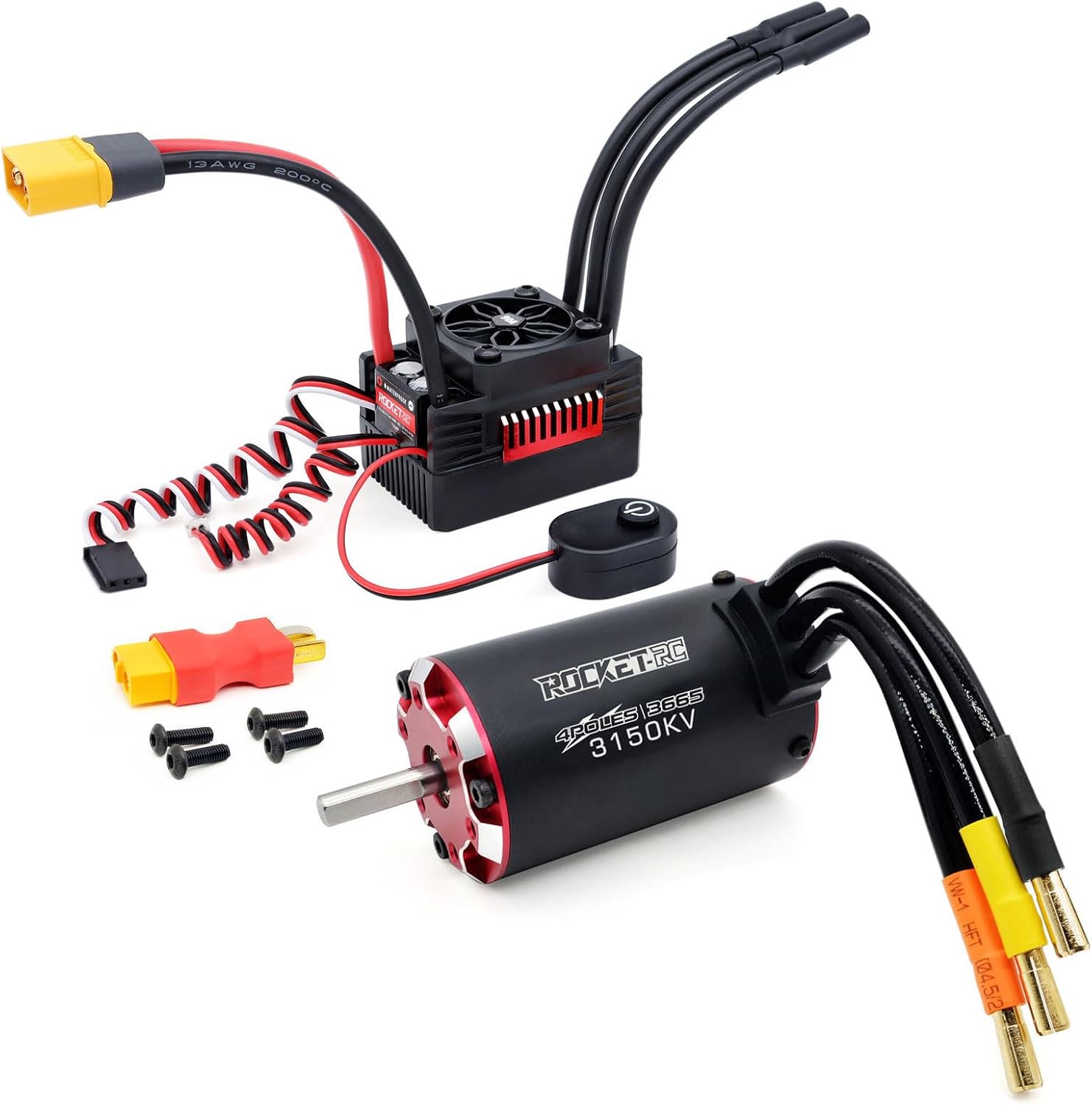 Surpass Hobby Brushless Motor and ESC Combo Set 3665 3800KV Brushless Motor with110A ESC Suitable for 1/10 Car (3665 3800KV 110A)