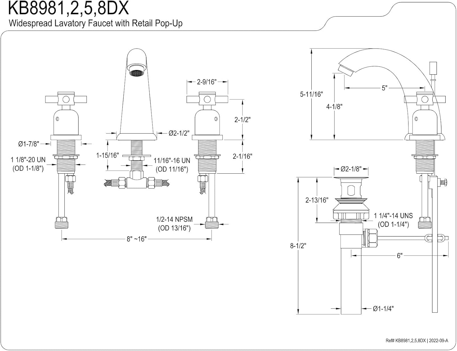 Kingston Brass KB8988DX Concord 8