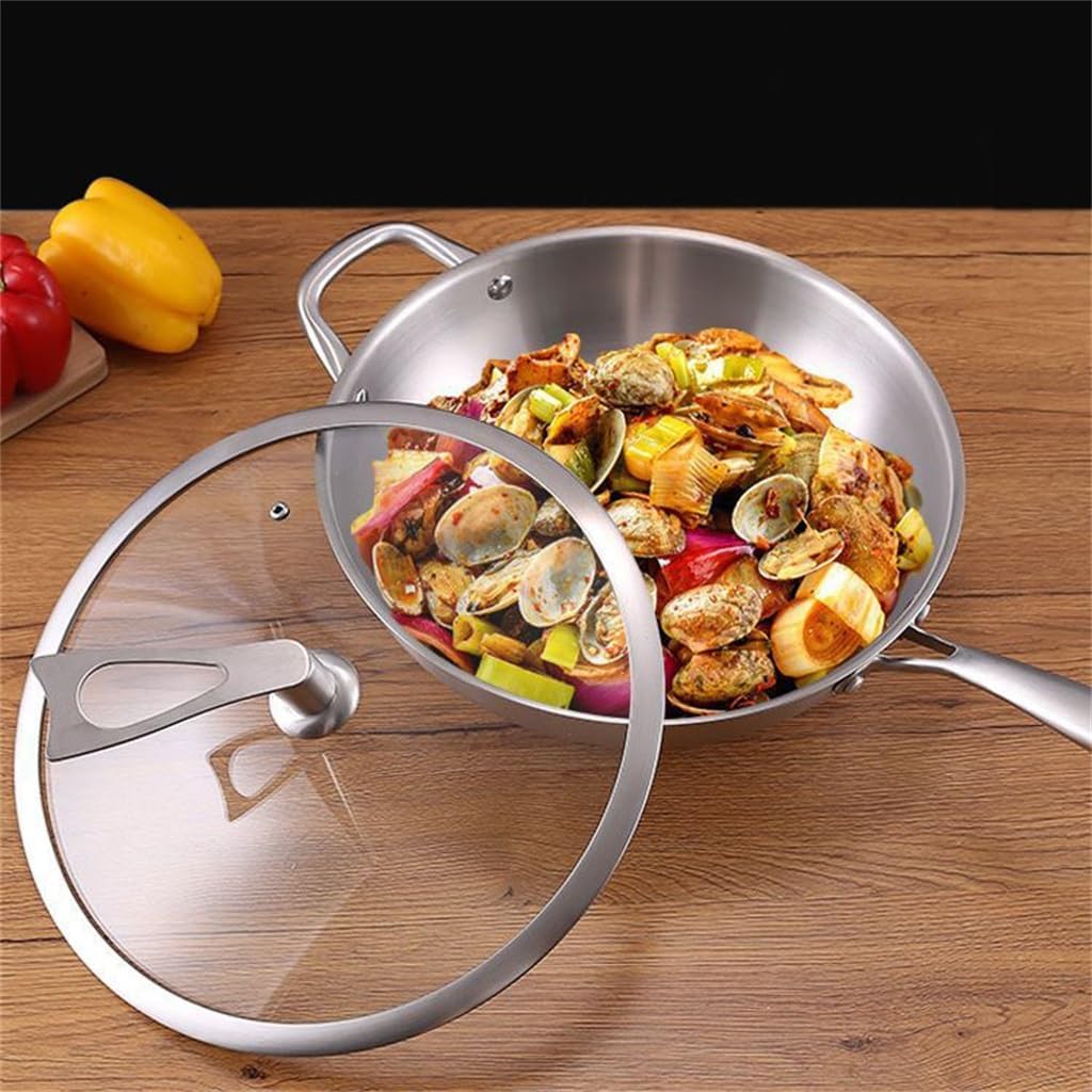 Stainless Steel Wok Non-stick Pan Household Uncoated Induction Cooker Gas