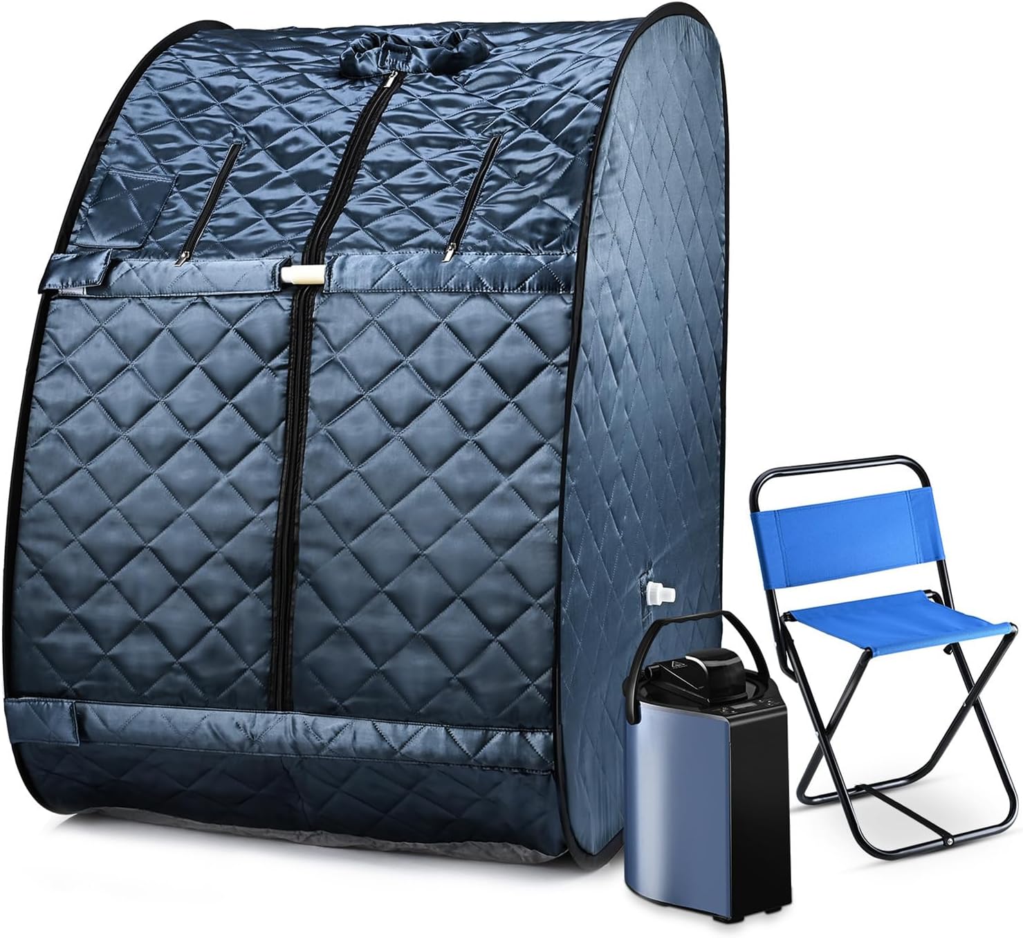 Portable Full Body Sauna with Steam, Chair, Remote Control - Black, 3L 800W Sauna Tent Included